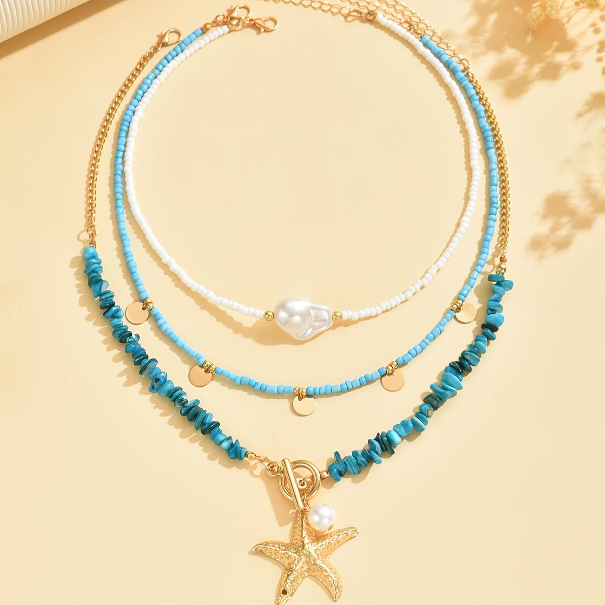 Elegant Pearl and Turquoise Coastal Necklace