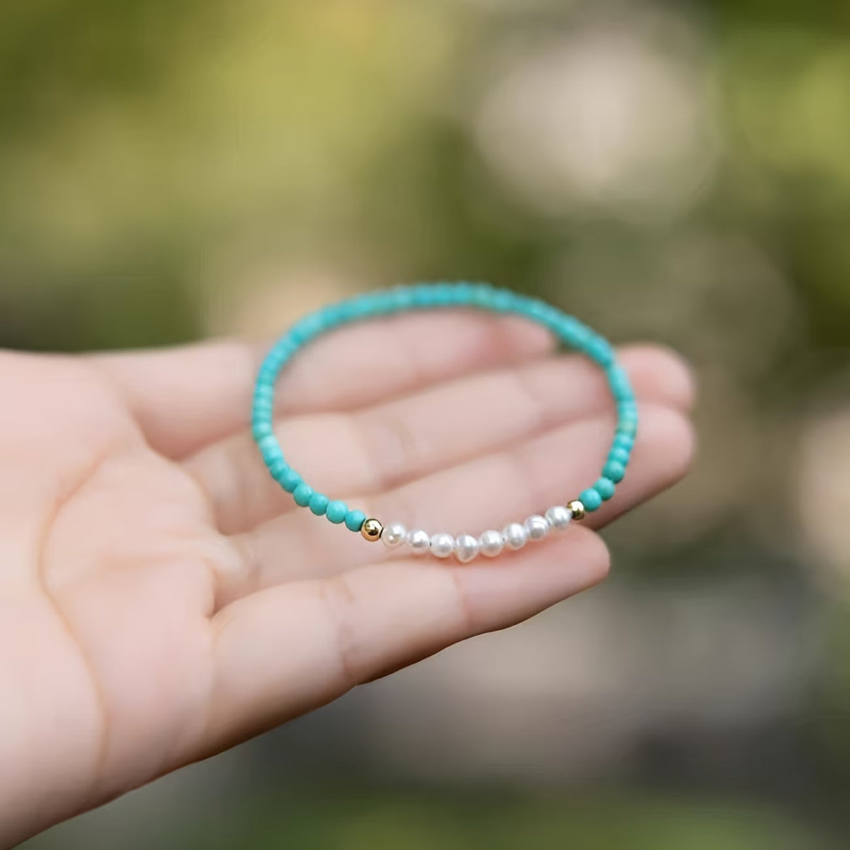 Elegant Turquoise Pearl Bracelet