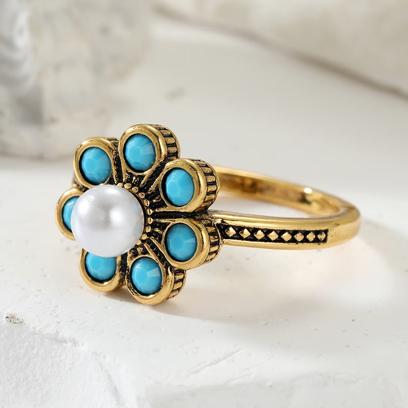 Elegant Turquoise Pearl Ring