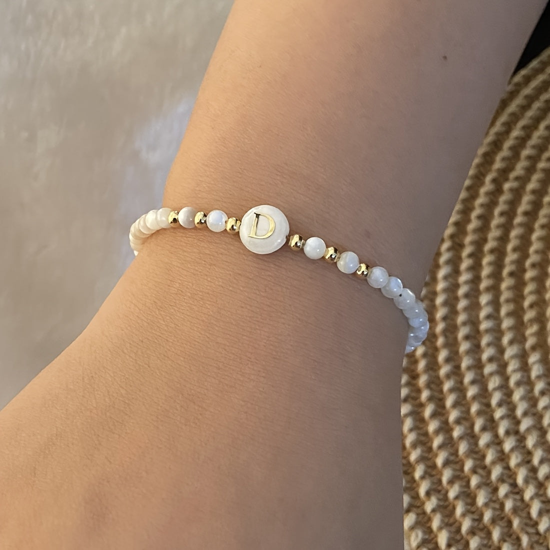 Elegant Initial Pearl Bracelet