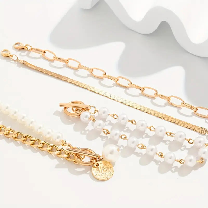 Sophisticated Layered Pearl Bracelet Set