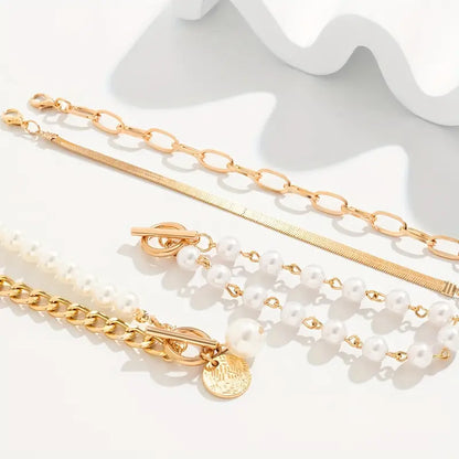 Sophisticated Layered Pearl Bracelet Set