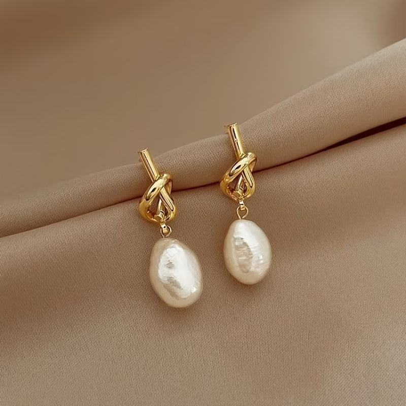Elegant Knotted Pearl Earrings