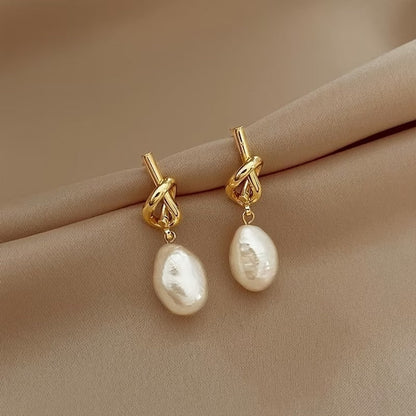 Elegant Knotted Pearl Earrings