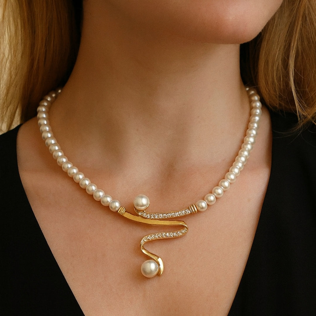 Elegant Twisted Pearl Necklace Set