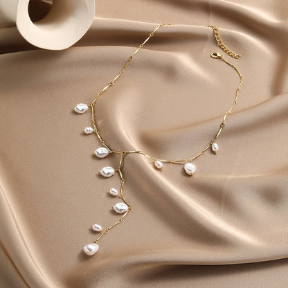 Elegant Pearl Waterfall Necklace