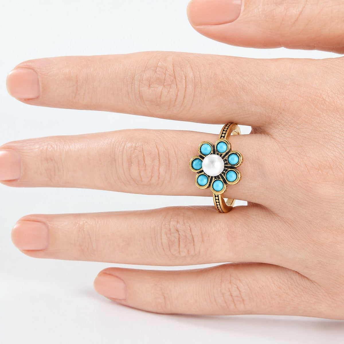 Elegant Turquoise Pearl Ring