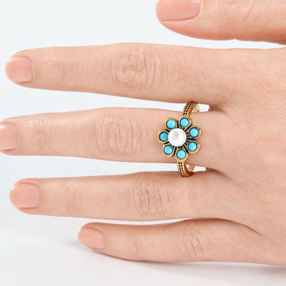 Elegant Turquoise Pearl Ring