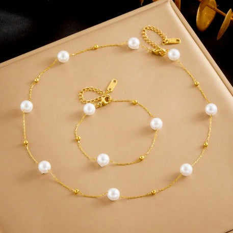 Elegant Pearl Chain Jewelry Set