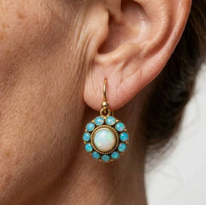 Sophisticated Pearl and Turquoise Opal Earrings