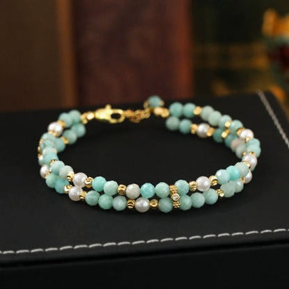 Elegant Turquoise Pearl Bracelet Set