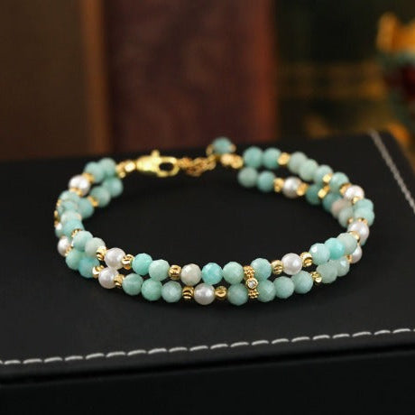 Elegant Turquoise Pearl Bracelet Set