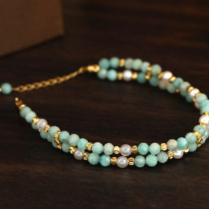 Elegant Turquoise Pearl Bracelet Set
