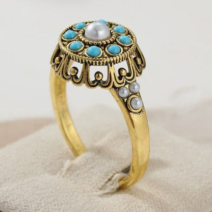Elegant Turquoise Pearl Ring