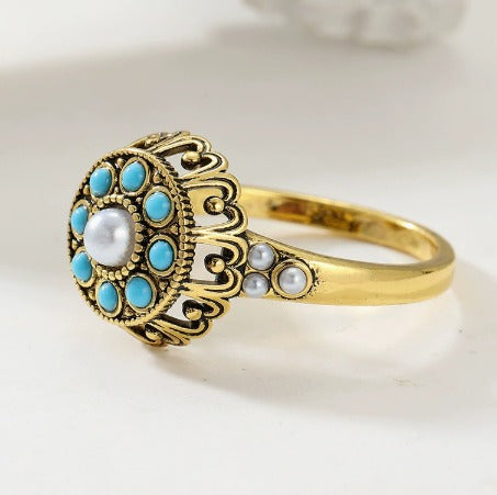 Elegant Turquoise Pearl Ring