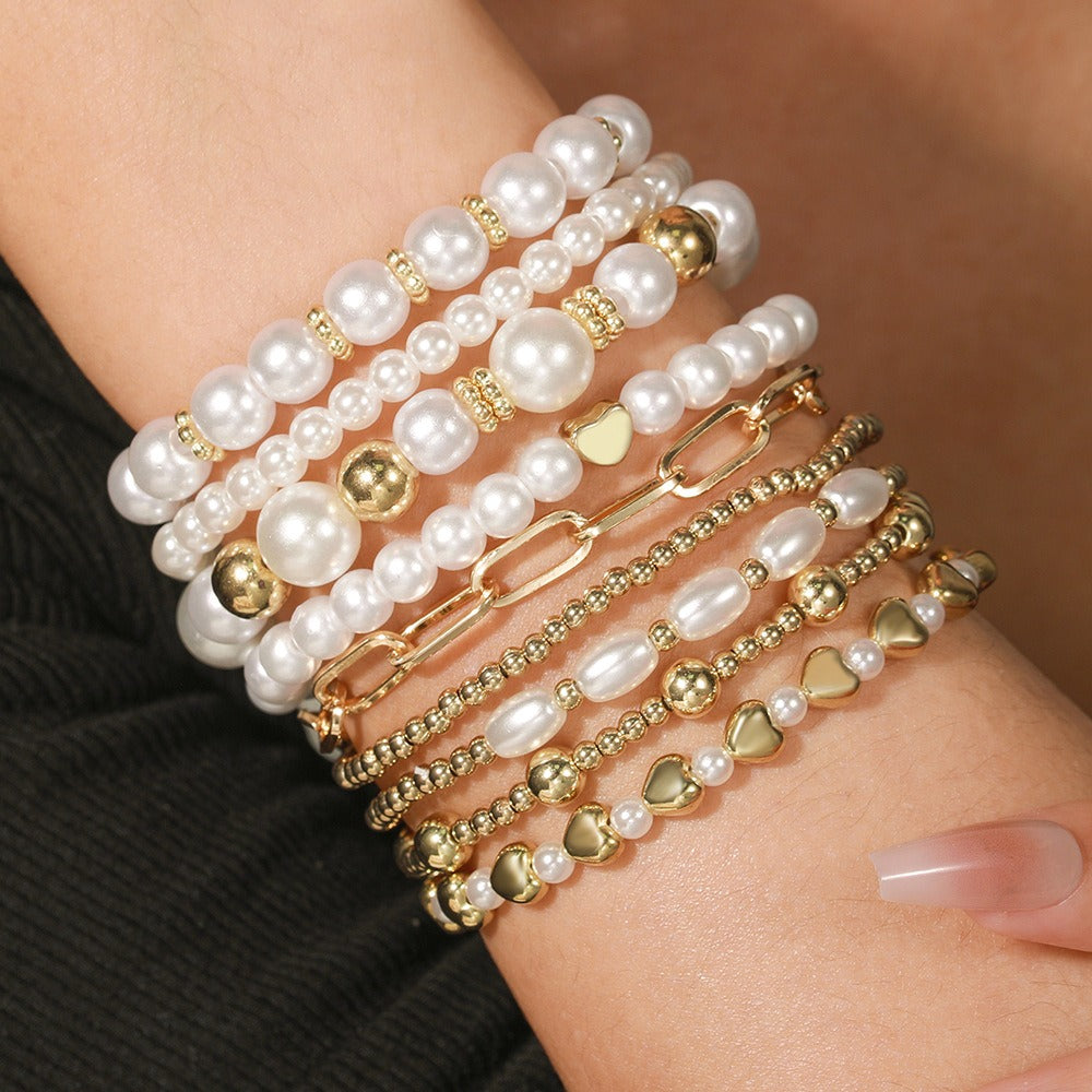 Elegant Layered Pearl Bracelet Set