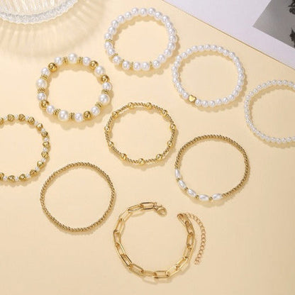 Elegant Layered Pearl Bracelet Set