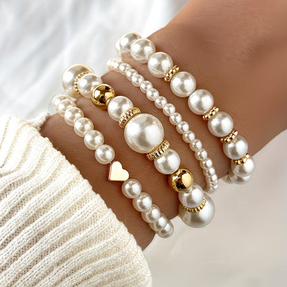 Elegant Layered Pearl Bracelet Set