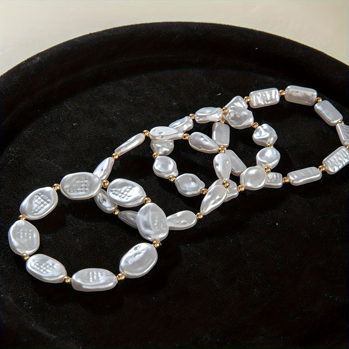 Elegant Pearl Statement Bracelet Set