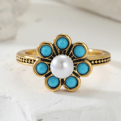 Elegant Turquoise Pearl Ring