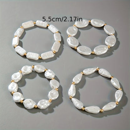 Elegant Pearl Statement Bracelet Set