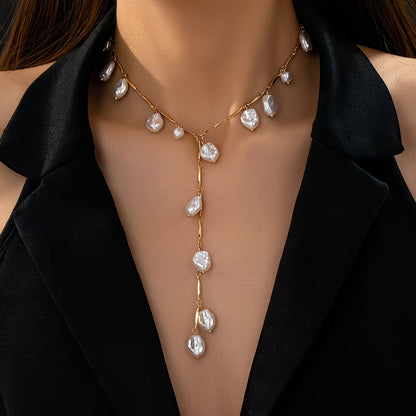 Elegant Pearl Waterfall Necklace