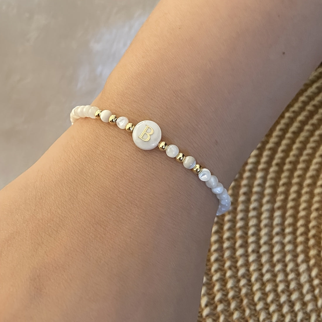 Elegant Initial Pearl Bracelet