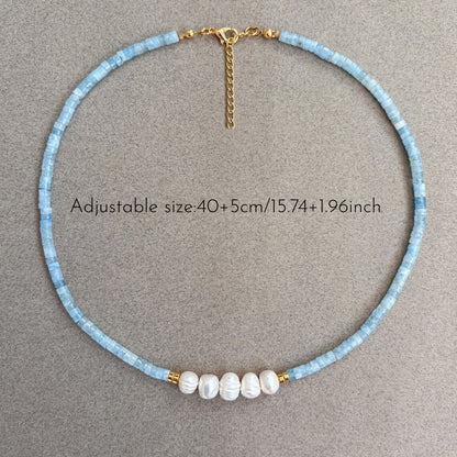 Elegant Aquamarine Pearl Necklace