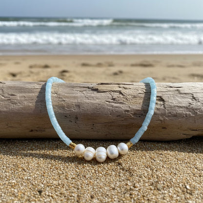 Elegant Aquamarine Pearl Necklace