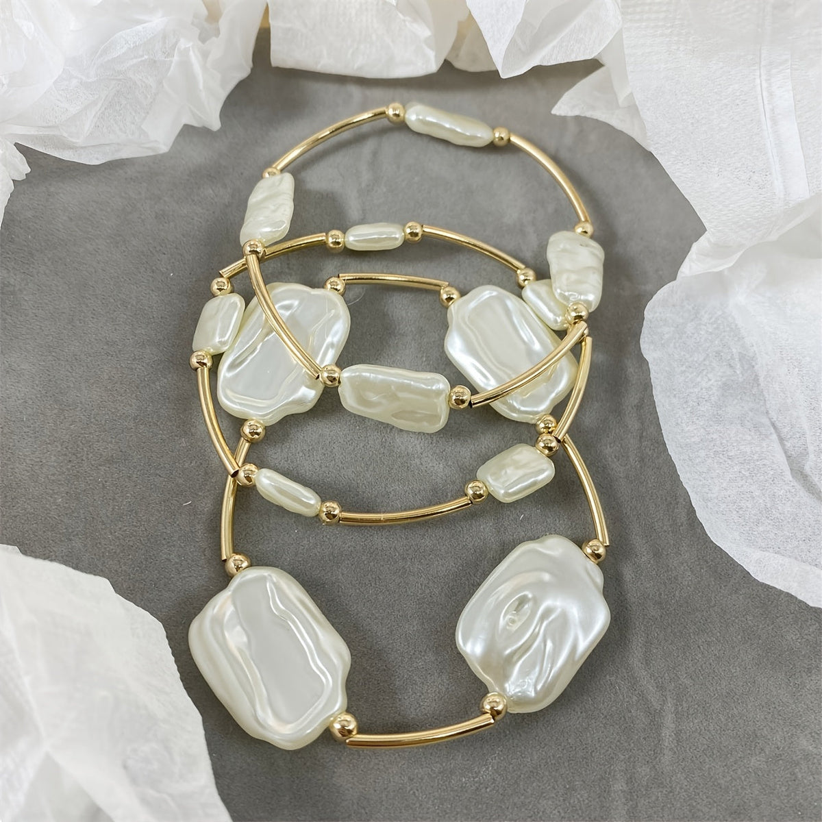 Elegant Baroque Pearl Bangle Set