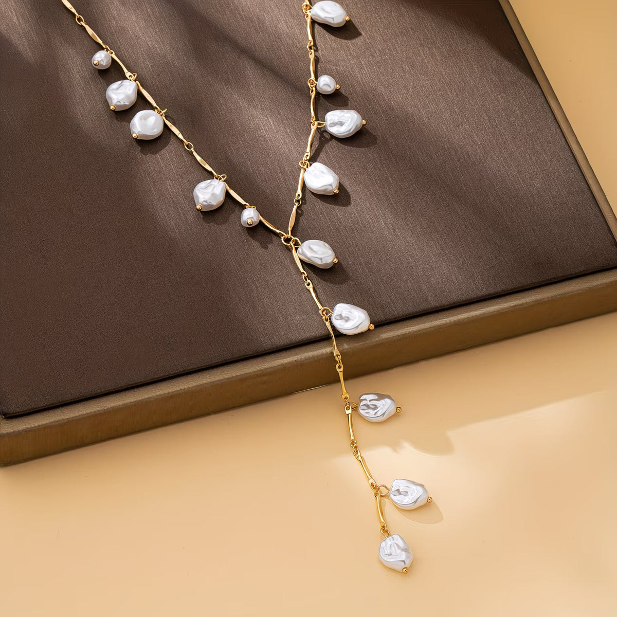 Elegant Pearl Waterfall Necklace