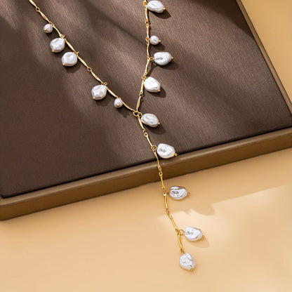Elegant Pearl Waterfall Necklace