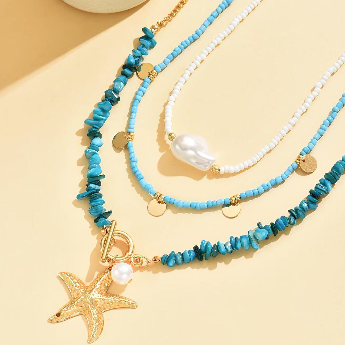 Elegant Pearl and Turquoise Coastal Necklace