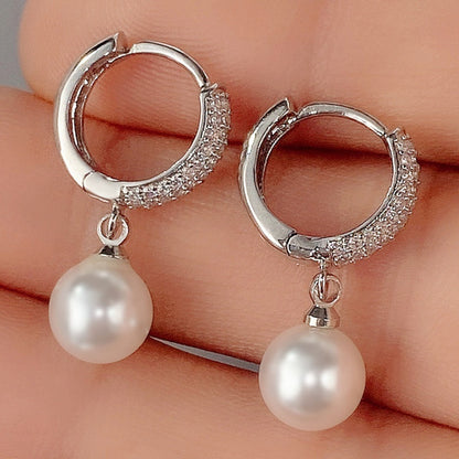Elegant Pearl Drop Hoop Earrings