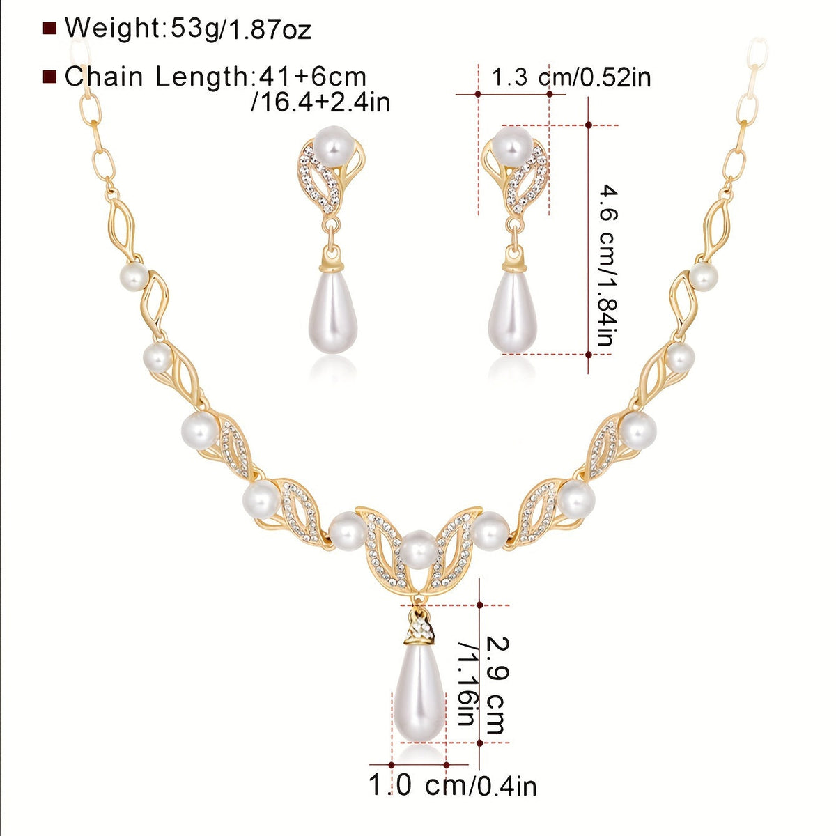 Elegant Gold Pearl Teardrop Jewelry Set