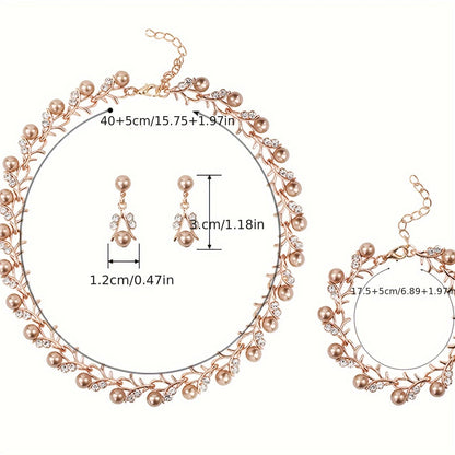 Elegant Golden Pearl Vine Jewelry Set