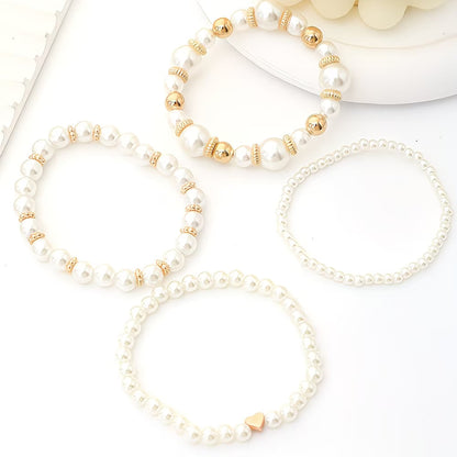 Elegant Pearl Stacking Bracelet Set