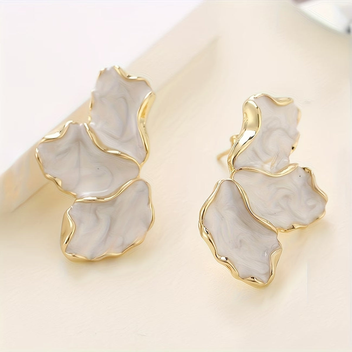 Elegant Pearl Flower Petal Earrings