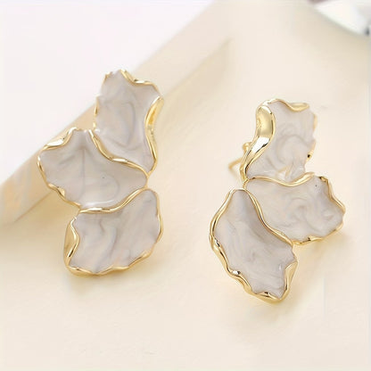 Elegant Pearl Flower Petal Earrings
