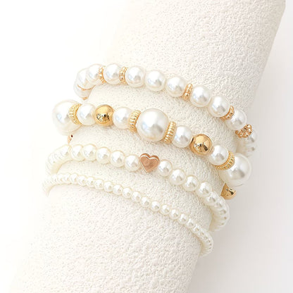 Elegant Pearl Stacking Bracelet Set