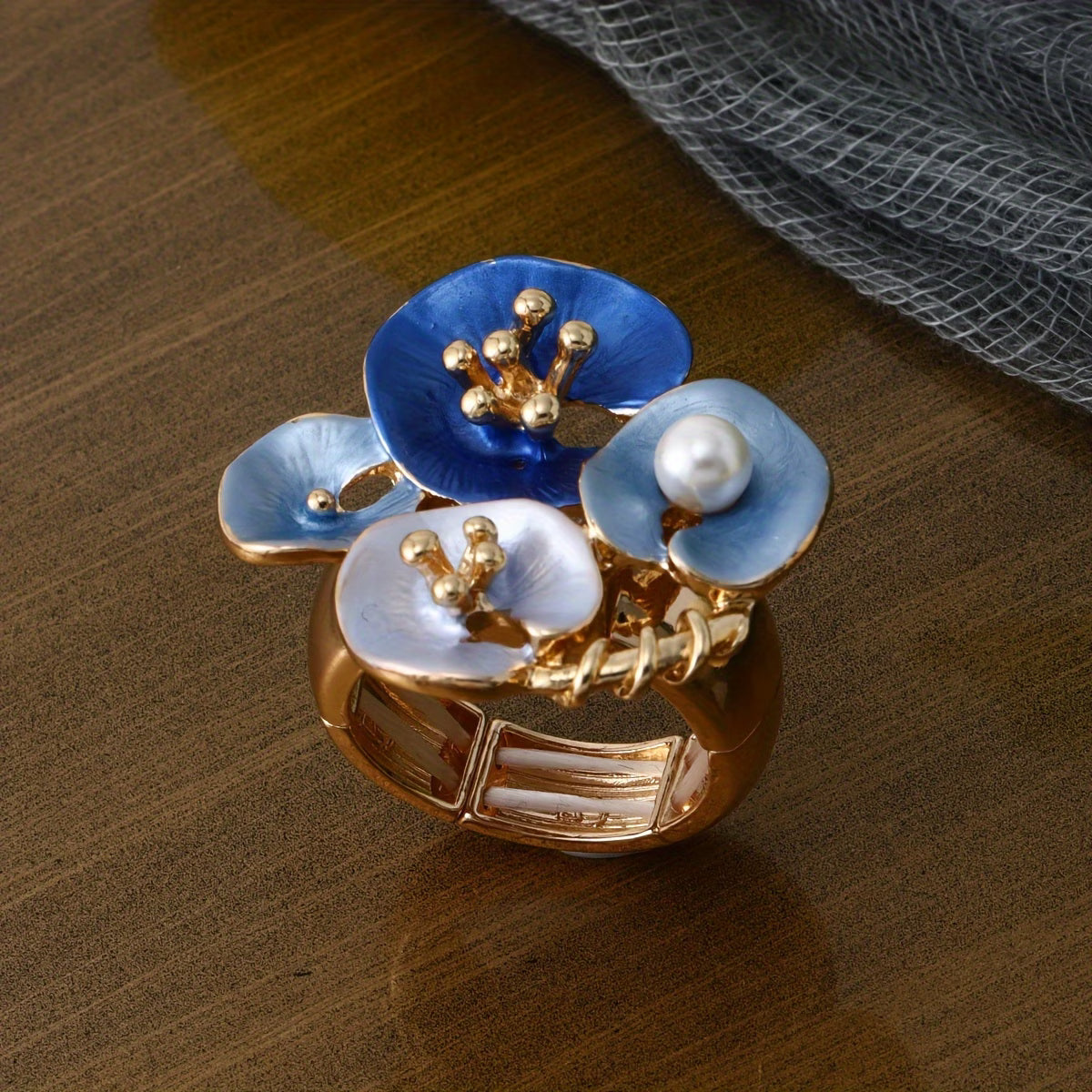 Elegant Turquoise Pearl Statement Ring