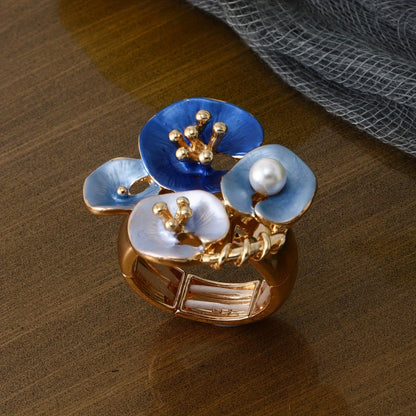 Elegant Turquoise Pearl Statement Ring