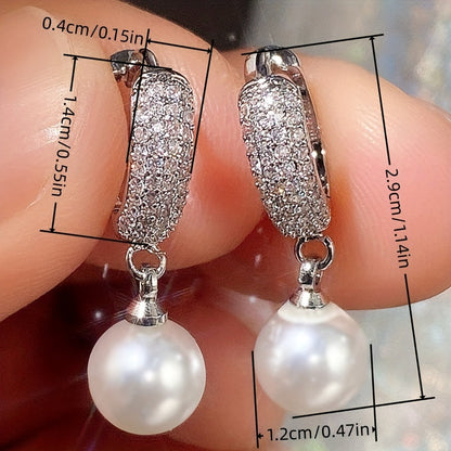 Elegant Pearl Drop Hoop Earrings