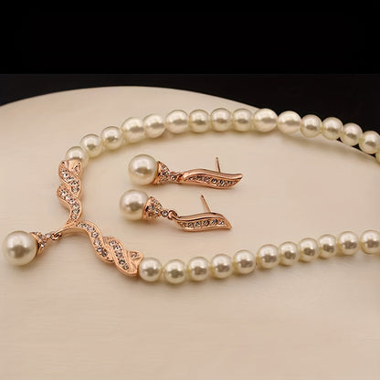 Elegant Pearl Leaf Jewelry Set