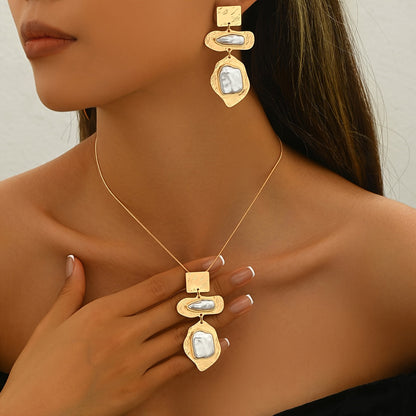 Elegant Irregular Pearl Gold Set