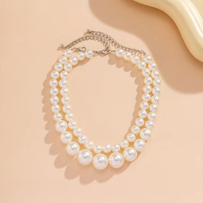 Elegant Double Statement Pearl Necklace