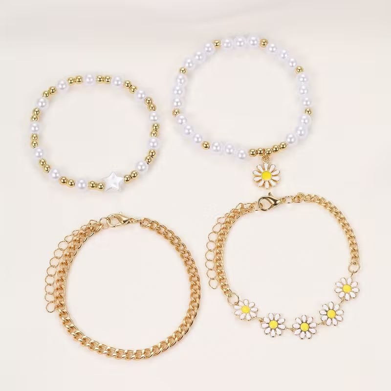 Elegant Pearl Layered Bracelet Set