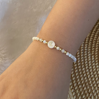 Elegant Initial Pearl Bracelet
