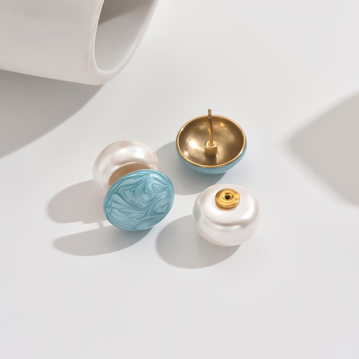 Elegant Pearl Turquoise Stud Earrings