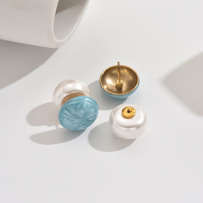 Elegant Pearl Turquoise Stud Earrings